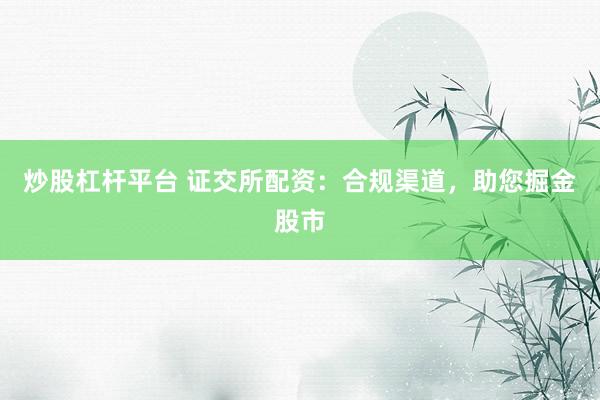 炒股杠杆平台 证交所配资：合规渠道，助您掘金股市
