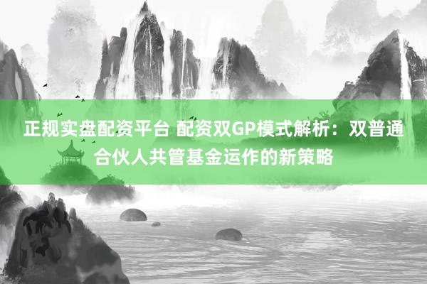 正规实盘配资平台 配资双GP模式解析：双普通合伙人共管基金运作的新策略