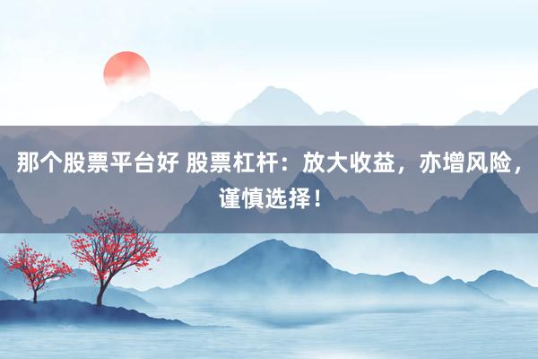 那个股票平台好 股票杠杆：放大收益，亦增风险，谨慎选择！