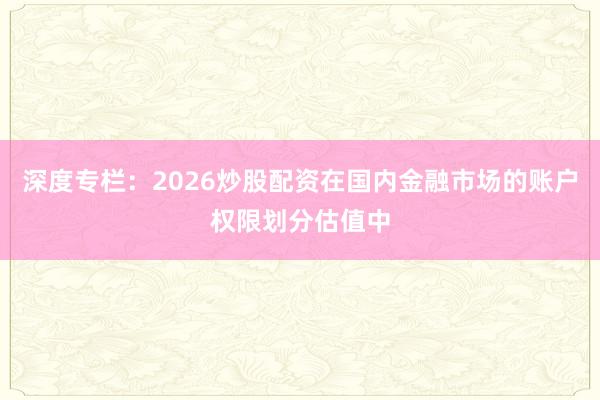 深度专栏：2026炒股配资在国内金融市场的账户权限划分估值中