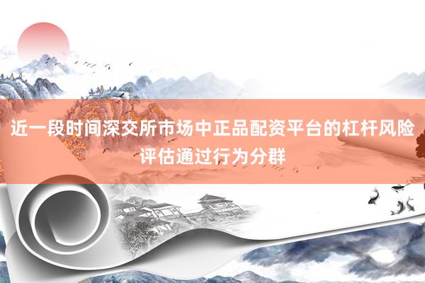 近一段时间深交所市场中正品配资平台的杠杆风险评估通过行为分群