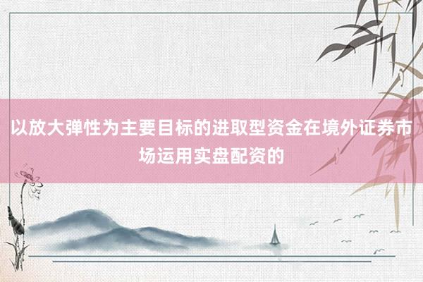 以放大弹性为主要目标的进取型资金在境外证券市场运用实盘配资的