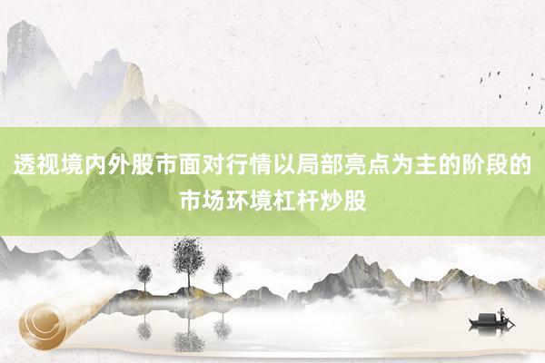 透视境内外股市面对行情以局部亮点为主的阶段的市场环境杠杆炒股