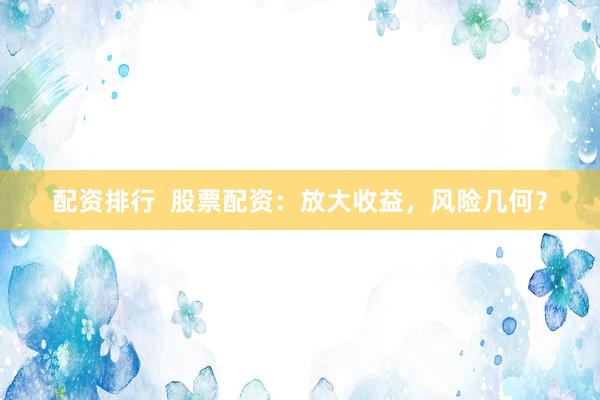 配资排行  股票配资：放大收益，风险几何？