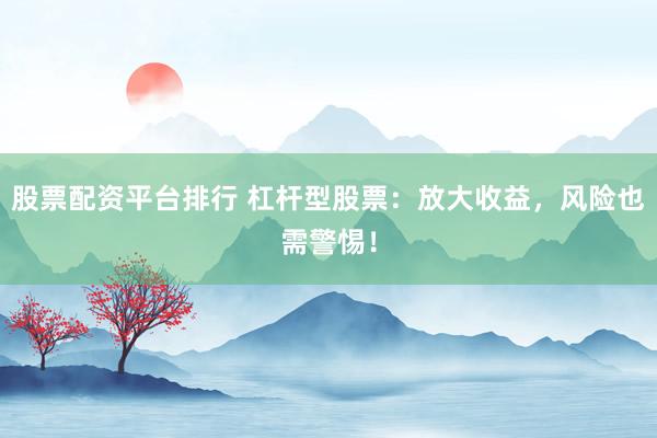 股票配资平台排行 杠杆型股票：放大收益，风险也需警惕！